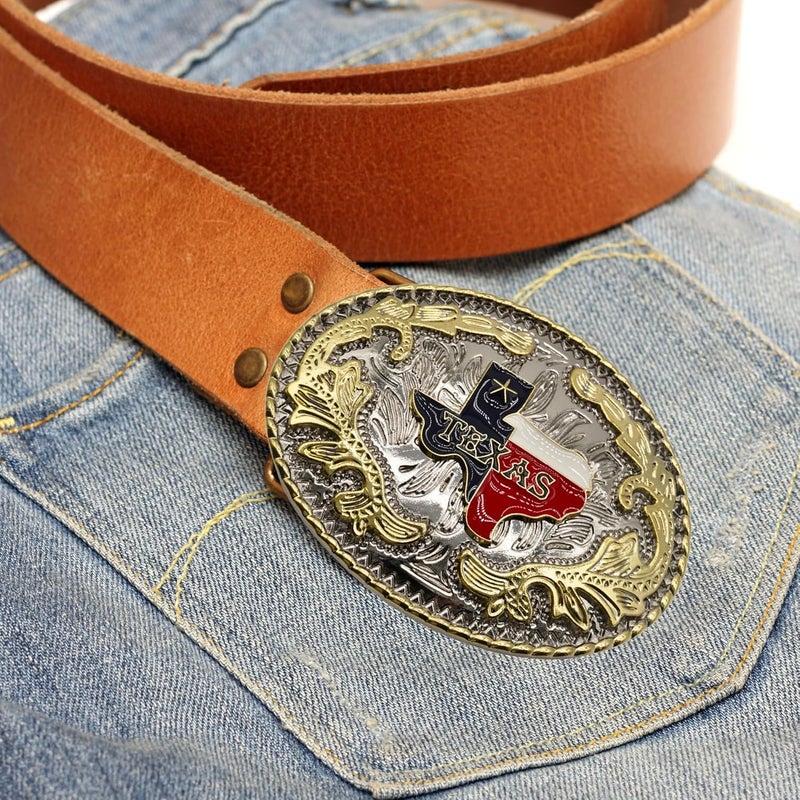 WMG Western Rodeo Medium Gold Tone Unisex Fashion Belt Buckle (Texas Flag) - Image 4
